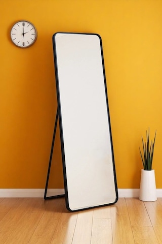 Raven Oval Kesim Modern Metal Ayaklı Boy Aynası 170 X 60 Siyah