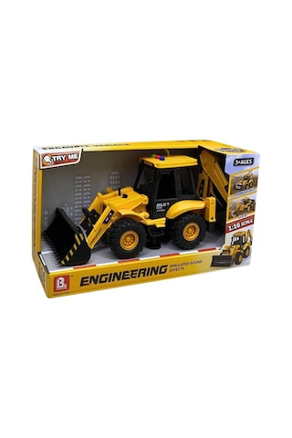 Sürtmeli Sesli Ve Işıklı Buldozer Kepçe Oyuncak İş Makinesi Sarı