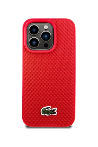 Apple Uyumlu iPhone 15 Pro Kılıf Lacoste Lisanslı Pu Pike Desenli İkonik Timsah Dokuma Logolu Kapak