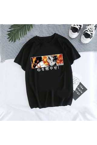 Noıssey Kırmızı Etiket Gala Unisex Demon Slayer T-shirt Model4434 17151 Siyah