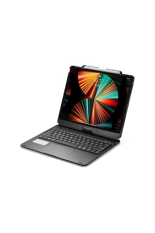 Bfs İpad Pro 12.9 2021 Kılıf Magic Dönen Klavyeli Tablet Kılıf - Siyah-118879