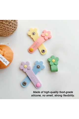 Xiyyadms Güçlü Silikon Kabloluk Düzenleyici - Mini Taşınabilir, Çiçek Desenli, Kulaklık/usb/data Kabloları İçin, Pembe