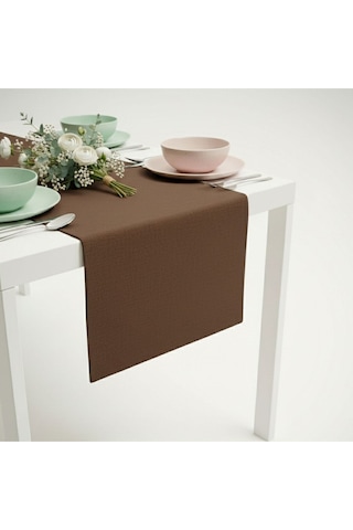 100% Pamuk Kumaş Kahverengi Runner 40x140