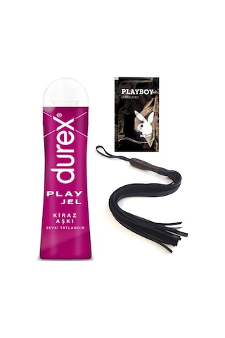 Durex Kiraz Aşkı 50 Ml Jel + Siyah Püsküllü Deri Kirbaç + Hediye