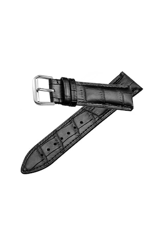 Fado Siyah Yarım Kroko Hakiki Deri Saat Kordonu 22 Mm Kayış 95 Siyah