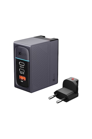 Ixtech Ix-hc5 100w Type-c Ve Usb Üç Portlu Seyahat Tipi Evrensel Hızlı Şarj Adaptörü