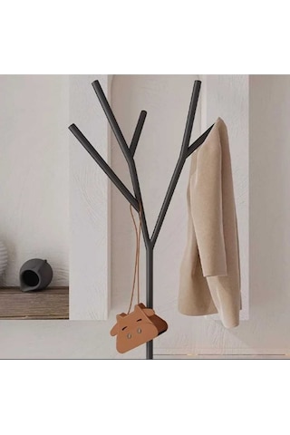 Metal Siyah Ayaklı Askılık Dekoratif Mont Ceket Elbise Askılığı Portmanto 168 Cm Siyah