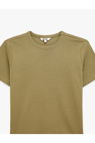 Koton Slim Fit Pamuklu Kısa Kollu Bisiklet Yaka Basic Tişört Ada Çayı 6sak50076ek Yeşil