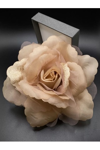 Amely Rid Orta Boy Kumaş "gül Çiçeği" Dekoratif Toka Broş 189684306 Bej