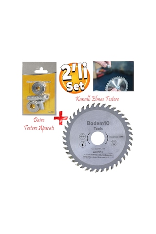 Daire Testere Bıçağı Ağaç Odun Ahşap Sunta Kesme Testeresi 115 mm 40 Diş + Matkap Aparatı