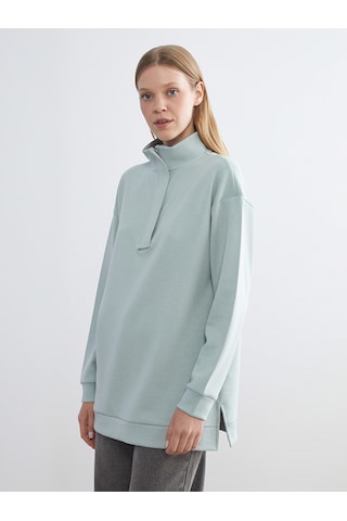 Lcw Everyday Yeşil Dik Yaka Kadın Sweatshirt Tunik