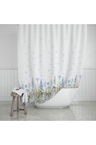 Kır Desenli Banyo Perdesi Çift Kanat 120x200 CM Duş Perdesi Çok Renkli