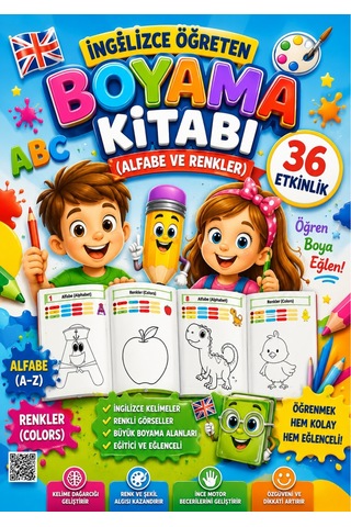 İngilizce Öğreten Boyama Kitabı (Alfabe Ve Renkler)