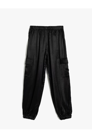 Koton Jogger Paraşüt Pantolon Kargo Cepli Viskon Kumaş Siyah 5wkg40015aw Siyah