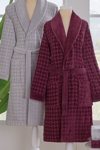 Tricot Kadife Aile Bornoz Seti %100 Pamuk 6 Parça 2 Adet Bornoz + 2 Adet Banyo Havlusu + 2 Adet El Havlusu Mürdüm