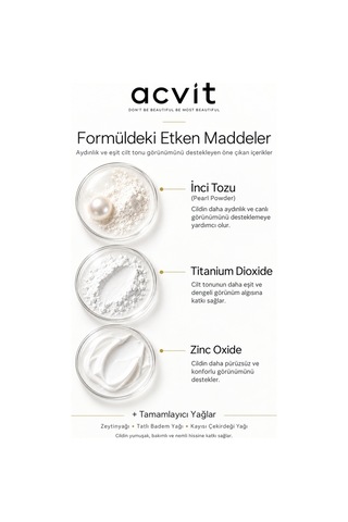Acvit Cilt Tonu Renk Açıcı İnci Krem 50 ML