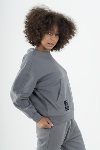 Maraton Sportswear Oversize Kadın Kapşonlu Uzun Kol Basic Açık Antrasit Sweatshirt 22953-açık Antrasit