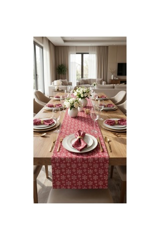 %100 Pamuk Özel Desenli Dikdörtgen Runner 40x130 Bordo - 900753605 Bordo