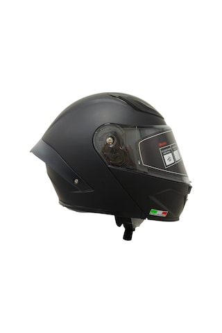 Ws-210 Güneş Vizörlü Çene Açılır Kask Matt Black Şeffaf Vizörlü İtaly Dizany Siyah