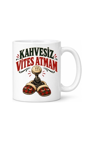 Kahveci.store Kahve Vitesi Tasarımlı Porselen Kupa - Model 776 22