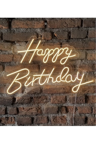 Happy Birthday Neon Led Duvar Aydınaltması Doğum Günü Yazısı