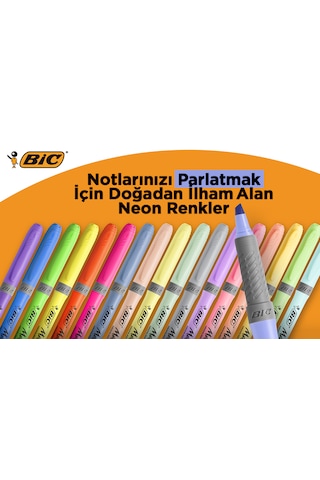 Bic Marking Highlighter Grip Fosforlu Kalem Pastel Ve Neon Renkler 18'li Set Çok Renkli
