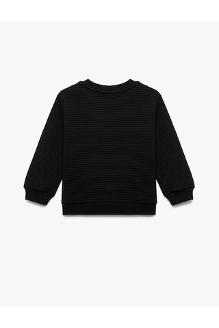 Koton Uzun Kollu Bisiklet Yaka Basic Sweatshirt Siyah 7wmb10015tk