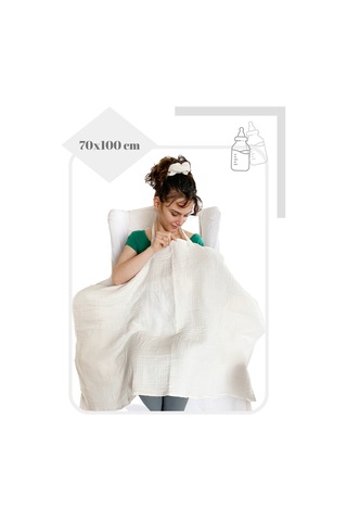 4 Katlı Iç Göstermez Pamuk Müslin Bebek Emzirme Önlüğü Beyaz