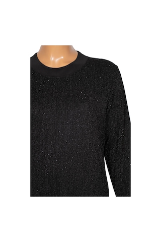 Hesna Kadın Berke Büyük Beden Sim Detaylı Boydan Siyah Elbise Siyah