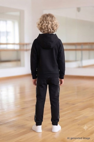 Pina Kids Erkek Çocuk Scuba Atheletic Reglan Kol Kapüşonlu Dalgıç Kumaş Eşofman Takımı Esf7028 siyah