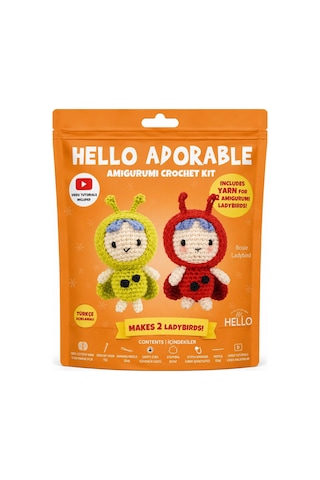 Bakgelal Hello Adorable Uğur Böceği Amigurumi Yapım Kiti, 2'li Bff Crochet Seti
