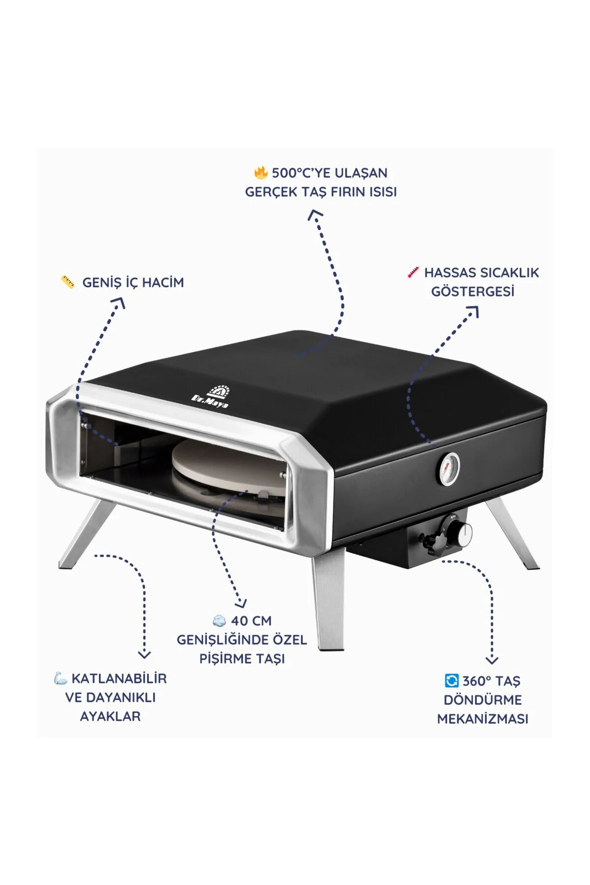 Dr.maya Garden Bahçe Taş Fırını - Gazlı Siyah