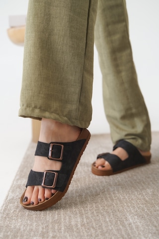 Daxtors Arizona Günlük Ortopedik Unisex Tokalı Terlik Siyah