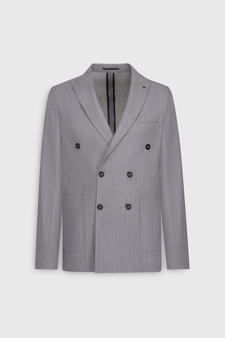 AC&Co / Altınyıldız Classics Erkek Grı Yünlü Slim Fit Dar Kesim Kırlangıç Yaka Çizgili Torba Cepli Ceket Grı