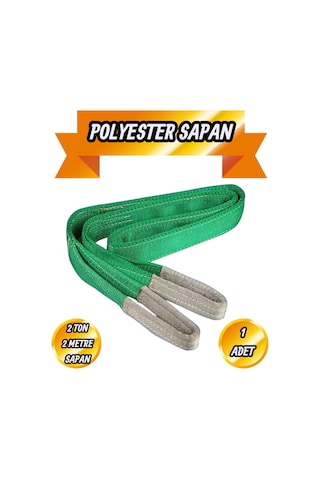 Sapan Polyester Spanzet 2 Ton 2 Metre Su Yeşili Sağlam Yük Kaldırma Taşıma İndirme Halat