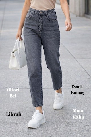 Cedy Denim Kadın Yüksek Bel Soho Boyfriend Jean C599 Gri Cedy Denim Kadın Yüksek Bel Soho Boyfriend Jean C599 Gri
