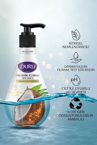 Organik Içerikli Hindistan Cevizli Sıvı Sabun 3x500ml