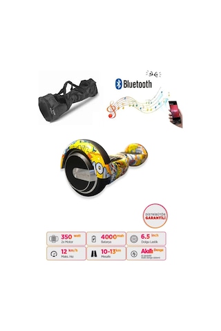 Citymate Hoverboard 6.5 inch Elektrikli Kaykay Scooter Full Ledli Bluetooth Hoparlörlü Çanta Hediye D08