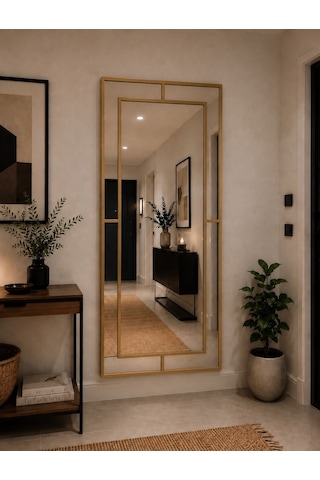 Effe Gold Metal Çerçeveli Yıldız 180x80 Cm Dekoratif Ayna