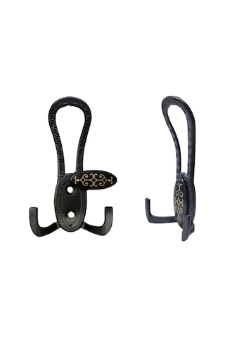 Siyah Desenli Vestiyer Portmanto 10 Adet Askılık Metal Siyah