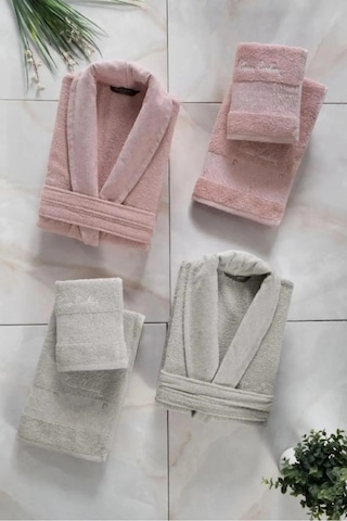 Aile Bornoz & Havlu Seti L1.pc.004.12.c17 Deco Rose - Bej