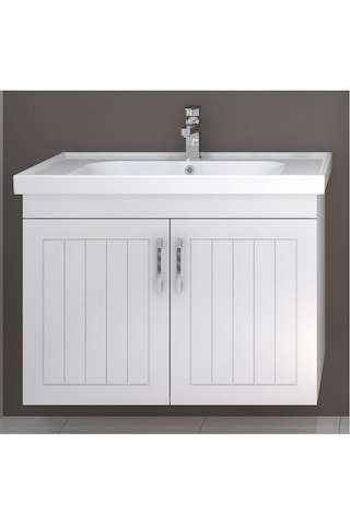 Turkuaz Seramik Frame Etajerli Lavabo 80 x 45 CM Ve Lotus 80 Alt Modülü
