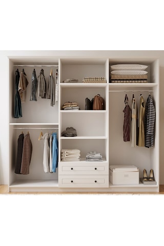 Rabi Mobilya İzel Country 6 Kapaklı 2 Çekmeceli Mega Gardırop