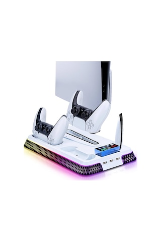 Ps5 Soğutma Standı İstasyonu Ps5 Pro/slim Rgb Ve Turbo Fan Playstation 5 Çift Şarj Aksesuar Kiti