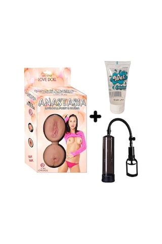 Truva Shop Anastasia 3 Işlevli Kaliteli Şişme Bebek +Penis Vakum Pompası+Jel