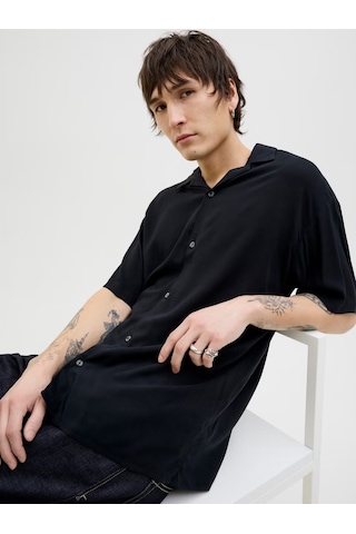 Jack&jones Jack & Jones Jjejeff Solıd Resort Shırt S/s Sn Erkek Siyah Gömlek