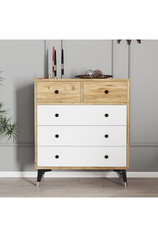 Moxen Mobilya S14 Çam- Beyaz Şifonyer