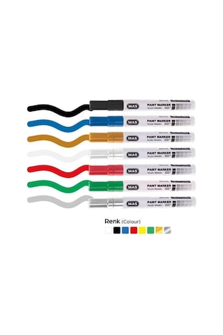 Mas Permanent Marker Demirbaş Kalemi Kırmızı 12'li Paket 6448 Çok Renkli