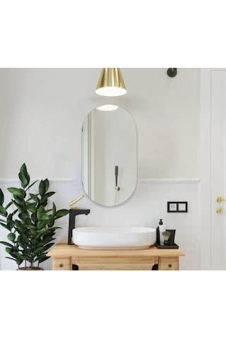 90 X 50 Cm Duvar Aynası, Dekoratif Ayna, Konsol Aynası, Hol Aynası, Dresuar Aynası,banyo Wc Aynası 90 X 50 Naturel