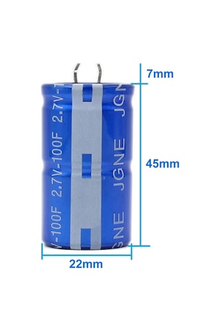 100f 2.7v Süpercap 22x45mm Dıp Süper Kapasitör Enerji Depolama Güneş Rüzgar Akü Batarya Güç Kaynağ